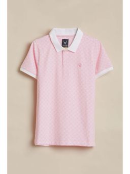 Allen Solly - Boys Pink Printed Half Sleeves Polo Neck T-shirt