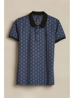 Allen Solly - Boys Black and Purple Printed Polo Neck T-shirt