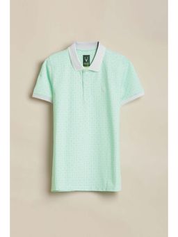 Allen Solly - Boys Green Printed Polo Neck T-shirt