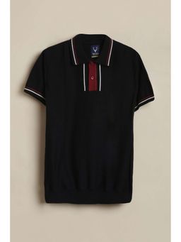 Allen Solly - Boys Black Solid Polo Neck T-shirt