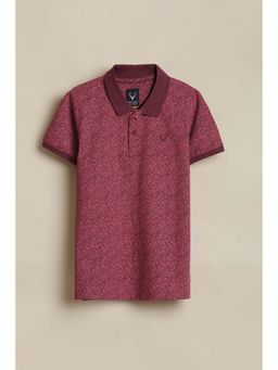 Allen Solly - Boys Maroon Printed Polo Neck T-shirt