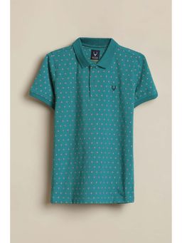 Allen Solly - Boys Green Printed Polo Neck T-shirt