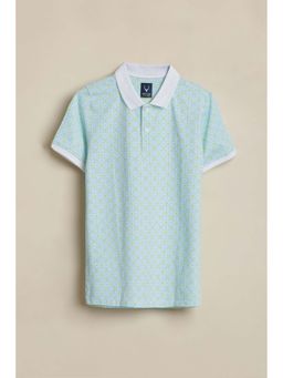 Allen Solly - Boys Light Blue Printed Polo Neck T-shirt