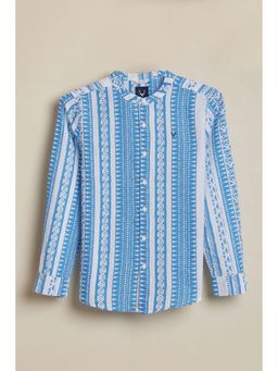 Allen Solly - Boys Blue Printed Casual Shirt