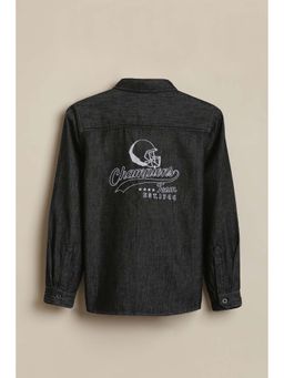 Allen Solly - Boys Black Embroidered Casual Shirt