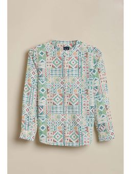 Allen Solly - Boys Green Printed Casual Shirt