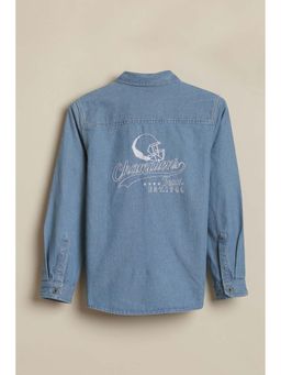 Allen Solly - Boys Light Blue Embroidered Casual Shirt