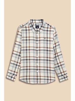 Allen Solly - Boys Beige Checks Printed Casual Shirt