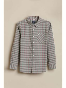 Allen Solly - Boys Grey Checks Printed Casual Shirt