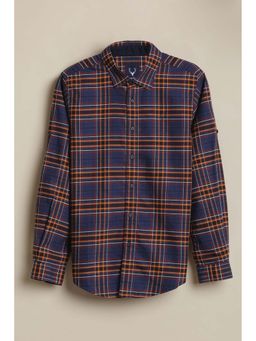 Allen Solly - Boys Navy Blue Checks Printed Casual Shirt