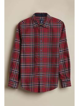 Allen Solly - Boys Red Checks Printed Casual Shirt