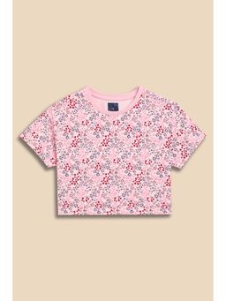Allen Solly - Girls Pink Floral Printed Casual T-shirt