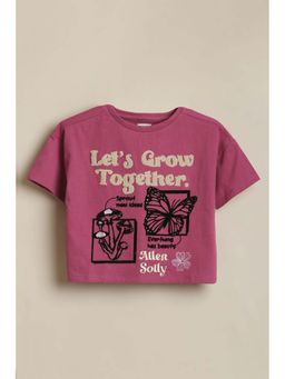 Allen Solly - Girls Pink Graphic Printed Casual T-shirt