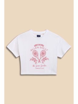 Allen Solly - Girls White Graphic Printed Casual T-shirt