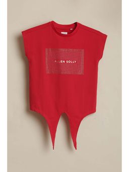 Allen Solly - Girls Red Embellished Casual T-shirt