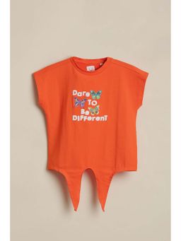 Allen Solly - Girls Orange Graphic Printed Casual T-shirt