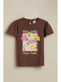 Allen Solly - Girls Brown Floral Printed Casual T-shirt