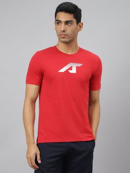 Alcis - Men Red Graphic Print Soft Touch Regular Fit Athleisure T-Shirt