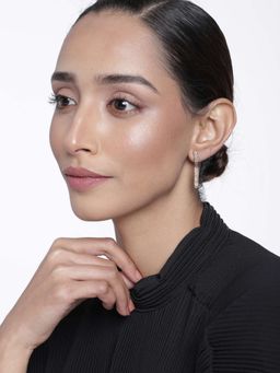 Estele - Gold Plated Dazzling Drop Earrings with Crystals for Women