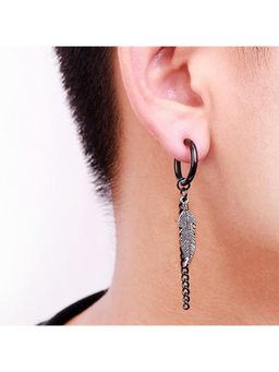 Yellow Chimes - 3 Pcs Black Contemporary Hoop Earrings