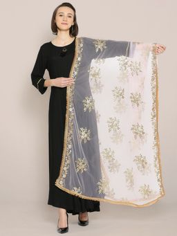 Dupatta Bazaar - Womens Gotta Patti Embroidered Light Pink Net Dupatta