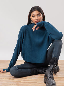 Twenty Dresses by Nykaa Fashion - Comfort Matters Blue Sweater