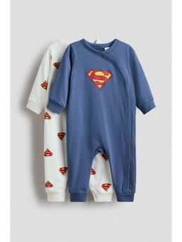 H&M - Unisex Blue 2-Pack Printed Bodysuits