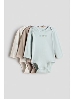 H&M - Unisex Turquoise 3-Pack Printed Jersey Bodysuits