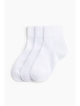 H&M - Unisex White 3-Pack Sports Socks With Drymove