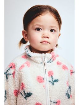 H&M - Unisex White Printed Teddy Jacket