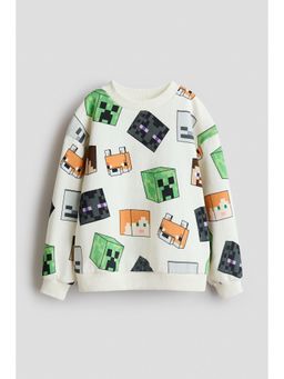 H&M - Boys White Printed Sweatshirt