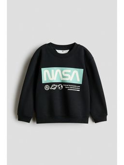 H&M - Boys Black Printed Sweatshirt