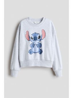 H&M - Girls Grey Oversized Printed Sweatshirt