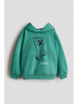 H&M - Boys Green Print-Motif Hoodie