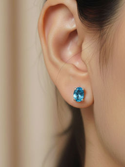RACHIVA - 925 Sterling Silver Blue Zircon Stud Earrings
