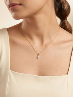 GIVA - White Golden Camellia Pendant With Link Chain