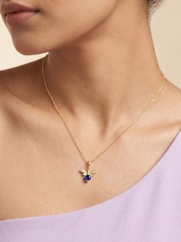 GIVA - Golden Bee Blue Stone Pendant With Link Chain