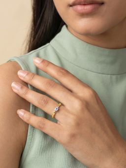 GIVA - Blue Golden Aqua Bobble Ring, Fixed Size