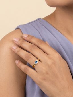 GIVA - Golden Bluestone Ring, Fixed Size