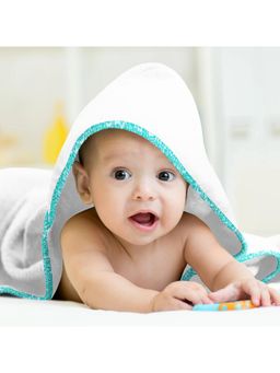 The Baby Atelier - 100% Organic Green Mehendi Print Hooded Towel (M)