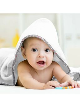 The Baby Atelier - 100% Organic Grey Bandhani Print Hooded Towel (M)