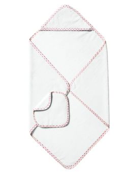 The Baby Atelier - 100% Organic White and Hot pink flower Hooded Towel Set (M)