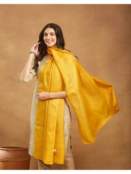 Fabindia - Yellow Silk Blend Stripes Dupatta