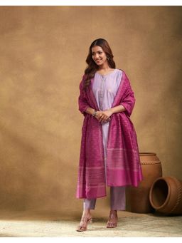 Fabindia - Magenta Cotton Silk Printed Dupatta