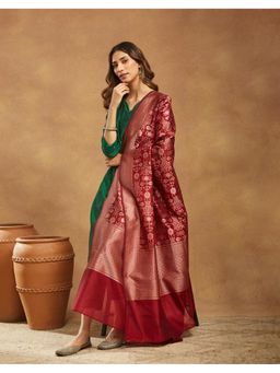 Fabindia - Cotton Silk Maroon Woven Dupatta