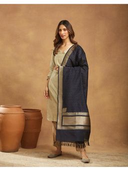 Fabindia - Woven Navy Blue Viscose Blend Dupatta