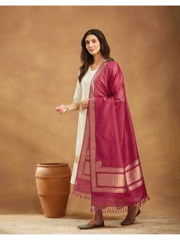 Fabindia - Viscose Blend Pink Woven Dupatta