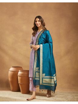 Fabindia - Teal Viscose Blend Woven Dupatta