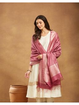 Fabindia - Mauve Cotton Silk Checks Dupatta