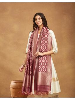 Fabindia - Pink Cotton Silk Woven Dupatta